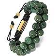 RTZN Jade Bracelet for Men – Premium Artisan Handcrafted Authentic Dark Green Jade Bracelet – 8MM Beaded Stone Mens Jade Bracelets (Morocco)