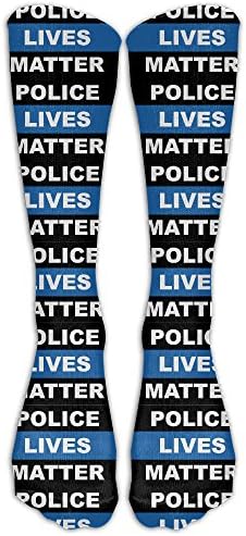 ThunderSocks Men&amp;Women Police Lives Matter Thin Blue Line All Sport Knee High Socks Athletic Sock Shoe Size 6-10 One Size