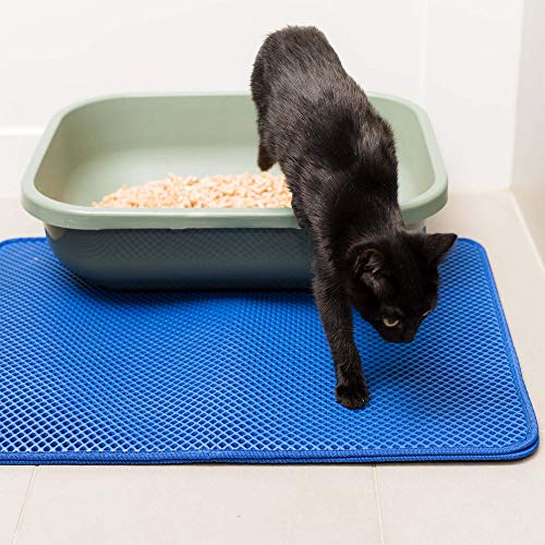 Easyology Cat Litter Mat for Large Litter Box - Patented Woven Fibers Trap 37% More - Waterproof Rubber Bottomed Litter Box Mat - Litter Trapper/Catcher Pad for Sensitive Paws