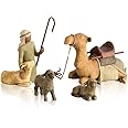 4Pc Shepherd and Stable Animals Nativity Set Figurines Resin Sculpture Home Decoration for Living Room Ornaments