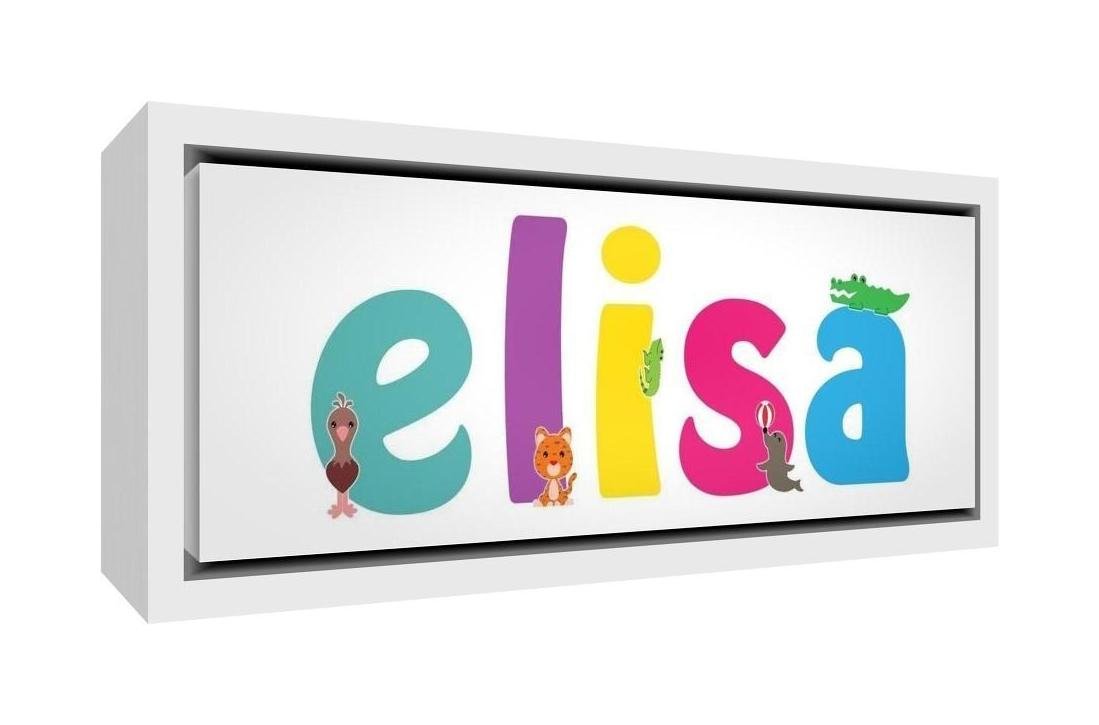Little Helper Canvas with Wooden Frame Example with The Name Elisa Girl 34 x 88 x 3 cm Multi-Coloured Solid White Large