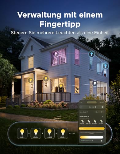 Govee 2 x Smart Edison Light Bulb E27 RGBWW Vintage LED Lamp G80 | Compatible with Google Assistant, Matter, Dimmable with COB Light Bar, 16 Million DIY Colours, for Restaurant and Living Room