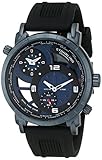 Stuhrling Original Men's 681.02 Renegade Swiss Quartz World Time Blue IP Rubber Strap Watch