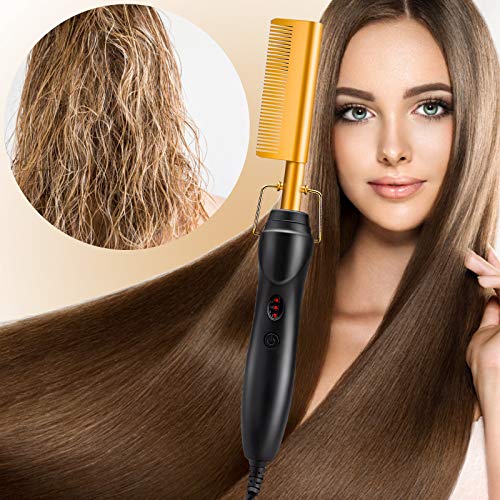 KingAcc Electric Hot Comb, 450 F High Heat Hair Straightener Comb