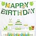 15pcs Jungle Animals Leaves Happy Birthday Banner, Cute Zoo Party Decoration Supplies for Woodland Garland Forest Themed Birthday Festival Party