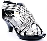 Angel-37 Kids Little Girls Bling Rhinestone Platform Dress Heels Sandals