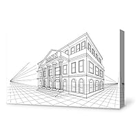 Canvas Wall Art Construction Sketches Canvas Prints Home Artwork Decoration for Living Room,Bedroom - 12x18 inches