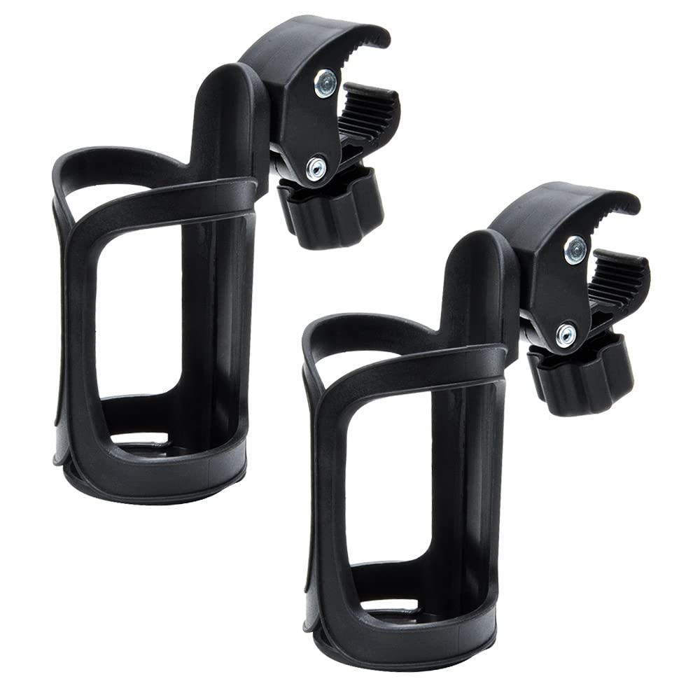 Bike Bottle Holder,2 Pack Stroller Cup Holder 360 Degrees Rotation Water Bottle Cage Bicycle Drink Holder for Bicycles, Mountain Bikes, Baby Strollers and Wheelchair