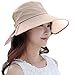 HINDAWI Sun Hat Wide Brim Sun Hats for Women UV Protection Floppy Beach Womens Summer Flap Cover Cap Khaki