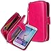 E LV Purse Case for Samsung Galaxy S6-2IN1 (CASE Cum Purse) PU Leather flip Wallet Bag Pouch Case Cover for Samsung Galaxy S6 - HOT Pink