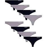 Reebok Womens Thong Underwear - 4 Pack or 8 Pack Breathable Stretch Performance Sexy Seamless Thong Panties for Women (S-XL)