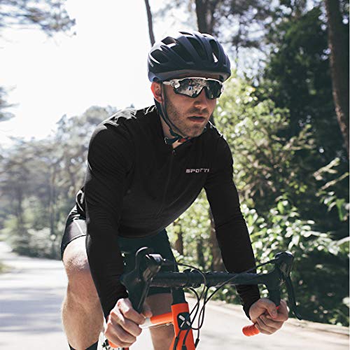 Spotti Men's Long Sleeve Cycling Jersey, Bike Biking Shirt Breathable