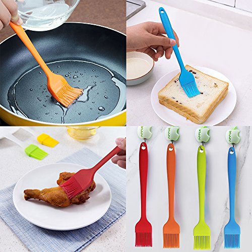 YuCool 5 Pack Silicone Basting Brush, Pastry&Basting Oil Brush with 2 Rest for BBQ,Turkey Baster,Cake,Barbecue Utensil,Grilling,Marinating-5 Colors - Thumbnail 6