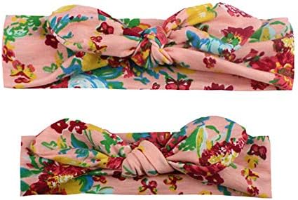 Mommy And Me Headband Set Winter Elastic Baby Girl Hairbands Women Boho Floral Head Wrap (F)