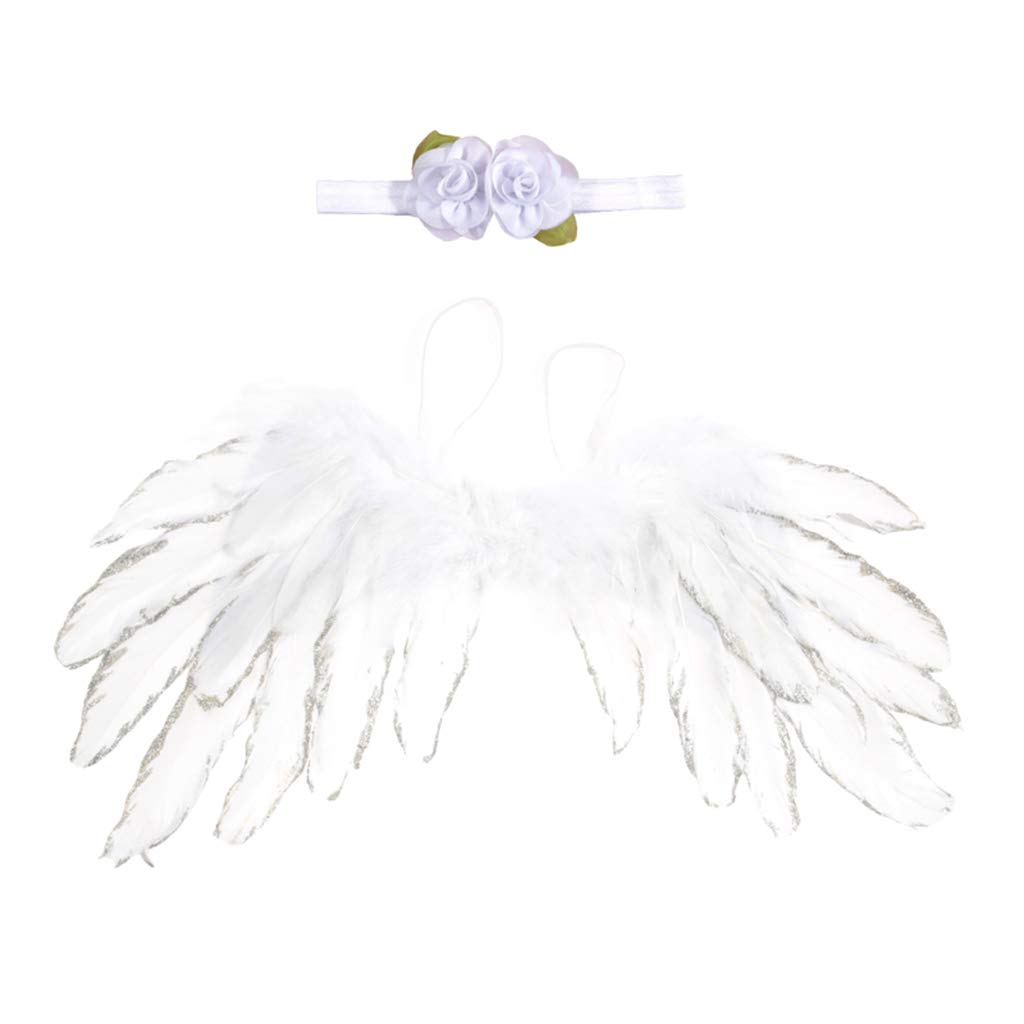 Buy Homyl Baby Girl Angel Wings With Flower And Leaf Headband Set