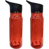 THERMOS intak Hydration Water Bottle Portable Plastic With Handle, Red, 26oz, Pack of 2