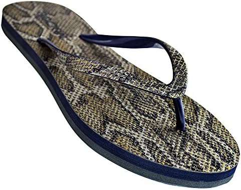 Rockin Footwear Women's Rockin Snakeskin Ladies Flip-Flop, Navy/Silver, 9 Standard US