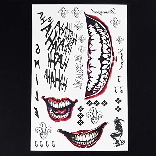 4 Sheets The Joker Temporary Tattoos from Suicide Squad,Tattoo Sticker