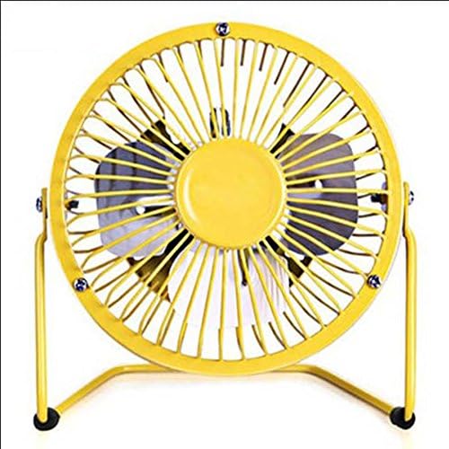 Skedee Desktop Mini USB Cooling Fan with 4 Inch Blades, Lower Noise, Metal Design, USB Powered, Small Desk Fan, Quiet Office Fan Yellow