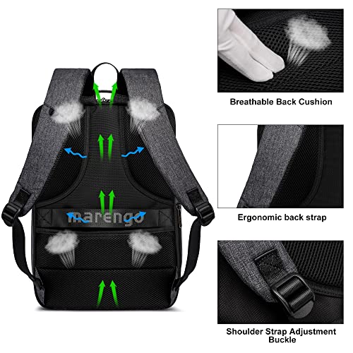 Marengo Travel Laptop Backpack with USB Charging Port, Waterproof Anti-Theft Flight Approved Business Daypack for Men Women Fit 15.6 inch Laptop, Black