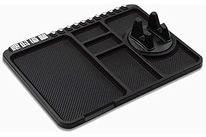 YOXCAN 4 in 1 Non Slip Phone Pad for Car Anti Slip Mat Universal 360°Dashboard Cell Phone Holder Multifunctional Non-Slip Phone Mat with Temporary Parking Number (Black)