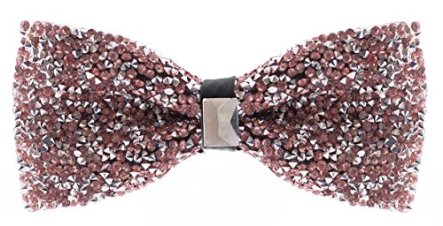 Baby Pink Rhinestone Bow Ties - Pre Tied Sequin Bowties with Adjustable Length - Thumbnail 4