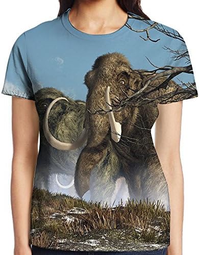 Women Prehistoric Mammoths Crewneck Tshirts Short Sleeve Casual Patterned Tshirt