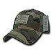 Rapid Dominance Soft Fit American Flag Embroidered Cotton Trucker Mesh Back Cap - Woodland Camo