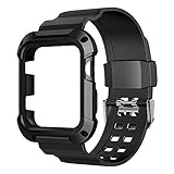 Simpeak Rugged Protective Case with Strap Bands for Apple Watch 42mm Series 1 Series 2,Sport, Edition, Black