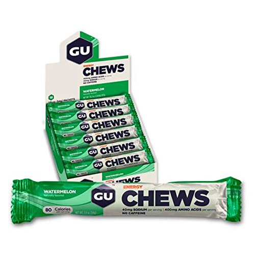 GU Energy Chews Double-Serving Sleeve, Watermelon, 18-Count