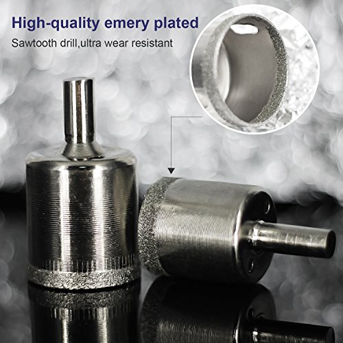 Diamond Drill Bit,15 PCS Tile Hole Saws Hollow Core Extractor Remover Tools Drillpro for Glass, Porcelain, Ceramic, Granite etc (6-50mm) - Thumbnail 2