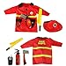 TopTie Fire Fighter Costume with Tools for Kids, Pretend Fireman Outfit for 3-7 Years Old-Red-S