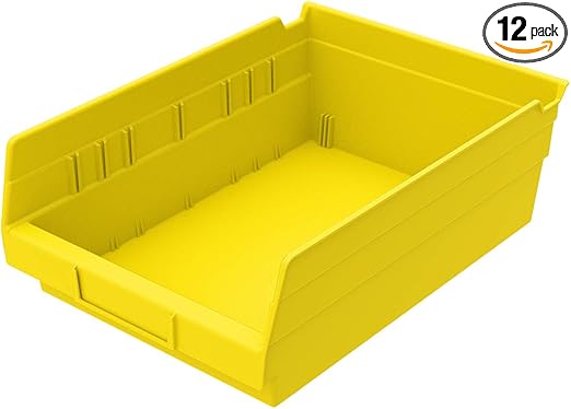 Amazon Com Akro Mils 30150yello Plastic Nesting Shelf Bin Box 12