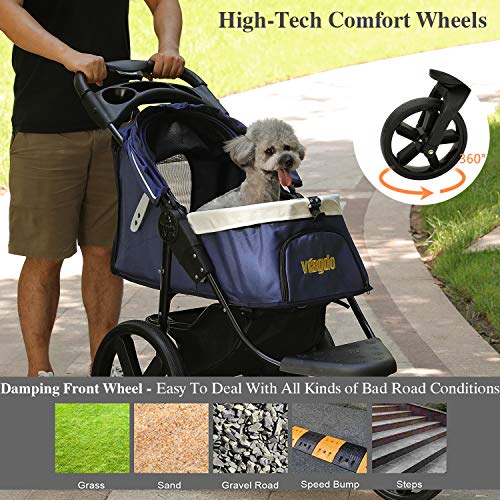 VIAGDO Luxury Dog Stroller Jogger for Small Medium Dogs & Cats, NoZip