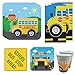 School Bus Deluxe Party Supplies Pack (123 Pieces for 16 Guests) - School Bus Party Supplies, School Bus Birthday Plates and Napkins, School Graduation Decorations, Transportation Party, Blue Orchards