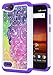 ZTE Blade Vantage Case, ZTE Avid 4 Case, ZTE Tempo X Case, ZTE Fanfare 3 Case with [Tempered Glass Screen Protector], NageBee [Hybrid Protective] Armor Cover [Studded Rhinestone Bling] Case -Rainbow