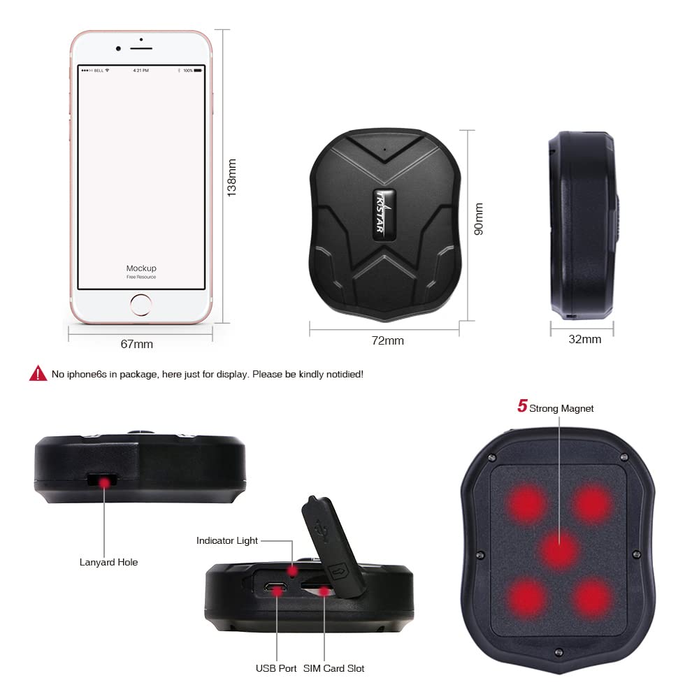 TKSTAR 4G GPS Tracker for Vehicles 10000mAh Magnetic Car GPS Tracker Locator Real-time Anti-Theft Tracking Device for Vehicles, Motorcycle, Trucks, Boats (4G TK905B)