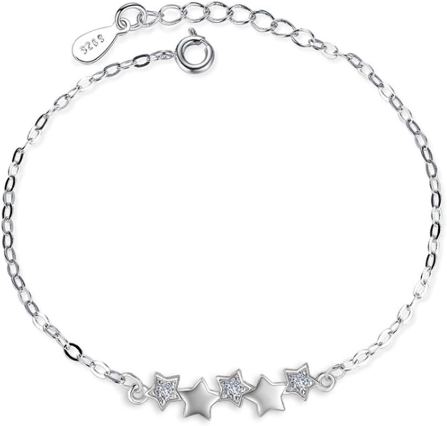 Kissherely 925 Silver Bracelet with Adjustment Chain Tiny Star Charm Bracelet Best Friend Bracelet Gifts