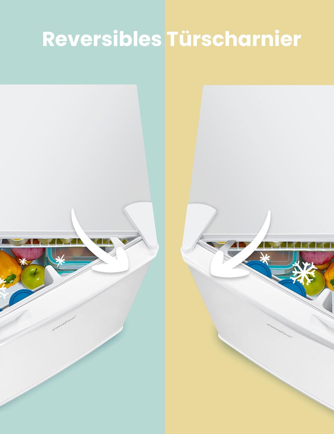 Comfee RCD50WH2(E) Mini Kühlschrank / 43L Kühlbox mit Eisfach/Kühlschrank Klein für Zimmer & Büro/Schnelle Kühlung in der Chiller Box/Temperaturregelung/Verstellbare Füße / 80 kWh/Jahr/Weiß 6