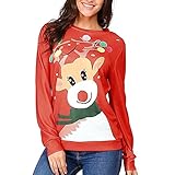 Women Tops Christmas Print Long Sleeve Ladies