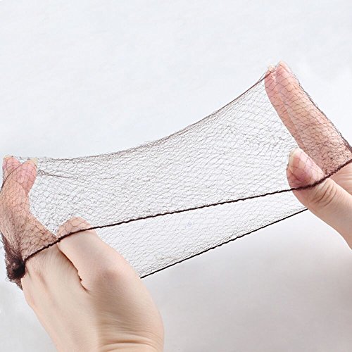 FJSM Nylon Invisible Mesh Hair Bun Net Cover Hair Weaving Bulk Net 50cm Elastic Edge for Ballet Dance Cooking Horseriding (20pcs) (Coffee)