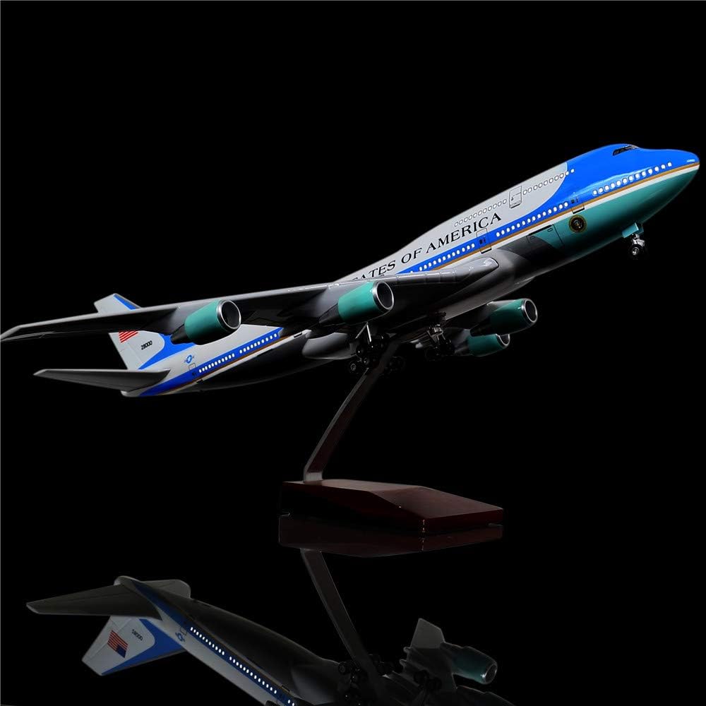 LESES 1:130 Scale LED Light Model Airplane Airforce one Boeing 747 18 inches Resin Display Plane Model