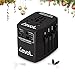 Travel Adapter Worldwide All in One Universal Power Converters Plug Adapter with 4 Usb Smart Charging Port Totally 5.0V/5.0A, for Europe,UK,AUS,Spain Italy Cover 150+Countries for Laptop, Cell Phone