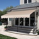 Best Choice Products Patio Manual Patio 8.2'x6.5' Retractable Deck Awning Sunshade Shelter Canopy Beige