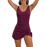 Aidonger One Piece Swim Dress Swimsuits for Women Tummy Control Swimdress Skirt Bathing Suit