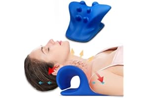 EXQUISLIFE Neck and Shoulder Relaxer, Cervical Traction Device for Muscle Tension Relief, Neck Stretcher for TMJ Pain Relief and Cervical Spine Alignment, Chiropractic Pillow, Blue