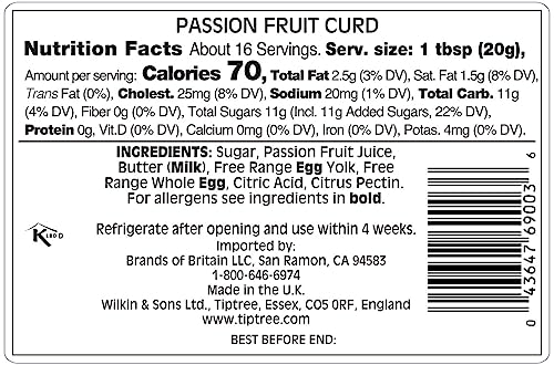 TIPTREE PASSION FRUIT CURD, 11 OUNCE JAR