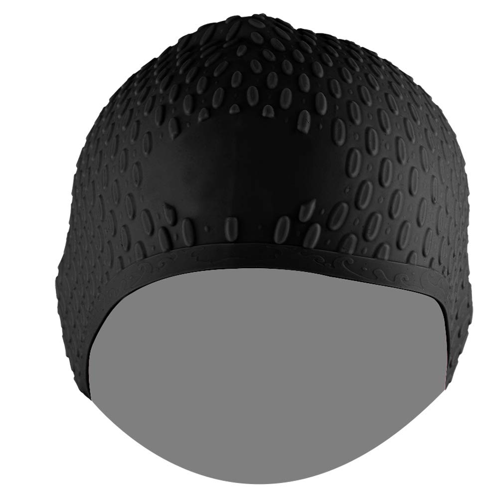 VGEBY Traling Silicone Swimming Cap Adult, Lightweight Bathing Caps, Unisex lexible Waterproof Swimming Cap Head Cover Swim Caps(black) Swimming equipment Water Sports