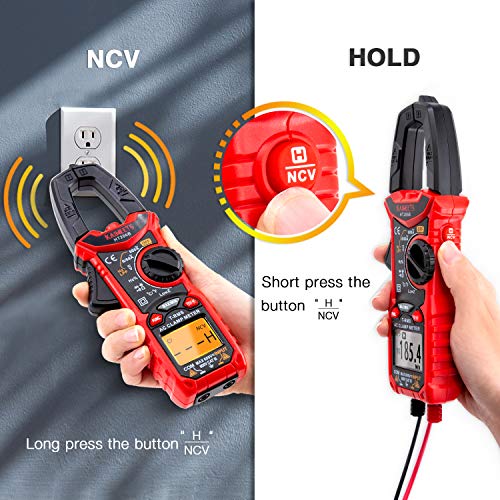 KAIWEETS Digital Clamp Meter T-RMS 6000 Counts, Multimeter Voltage Tester Auto-ranging, Measures Current Voltage Temperature Capacitance Resistance Diodes Continuity Duty-Cycle (AC Clamp Meter)