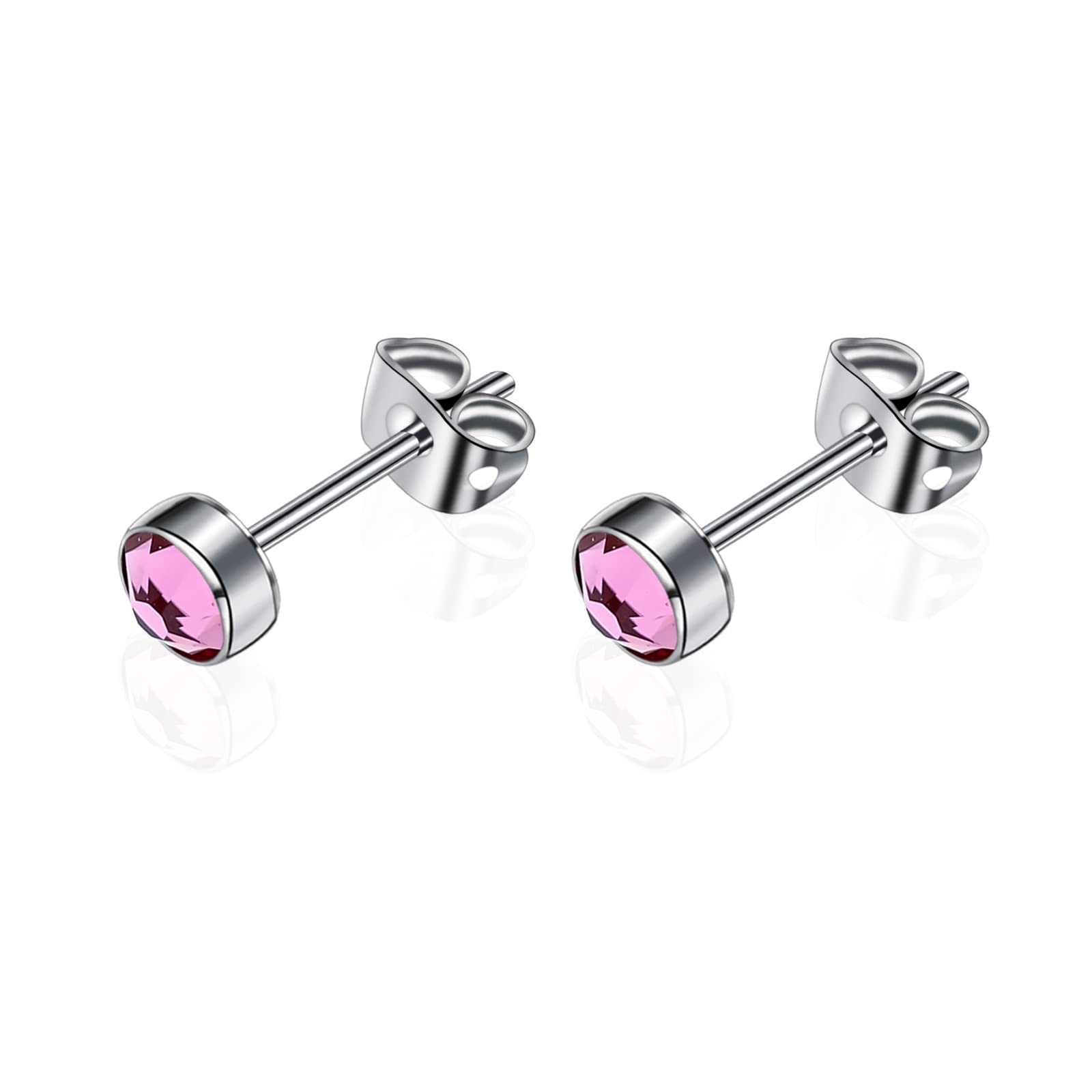 Artskin G23 Titanium Crystal Stud Earrings for Women Men Girls Hypoallergenic Nickel Free 5mm Dainty Elegant Classic Stud Earrings for Sensitive Ears (5MM, Rose)